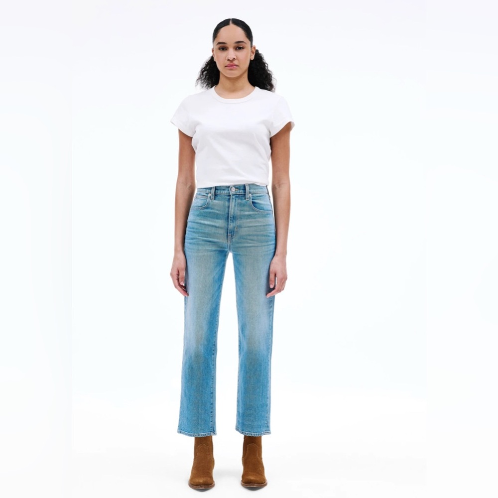 Slvrlake Denim London Crop High Rise Straight Leg Jeans in Love Matters Wash 25